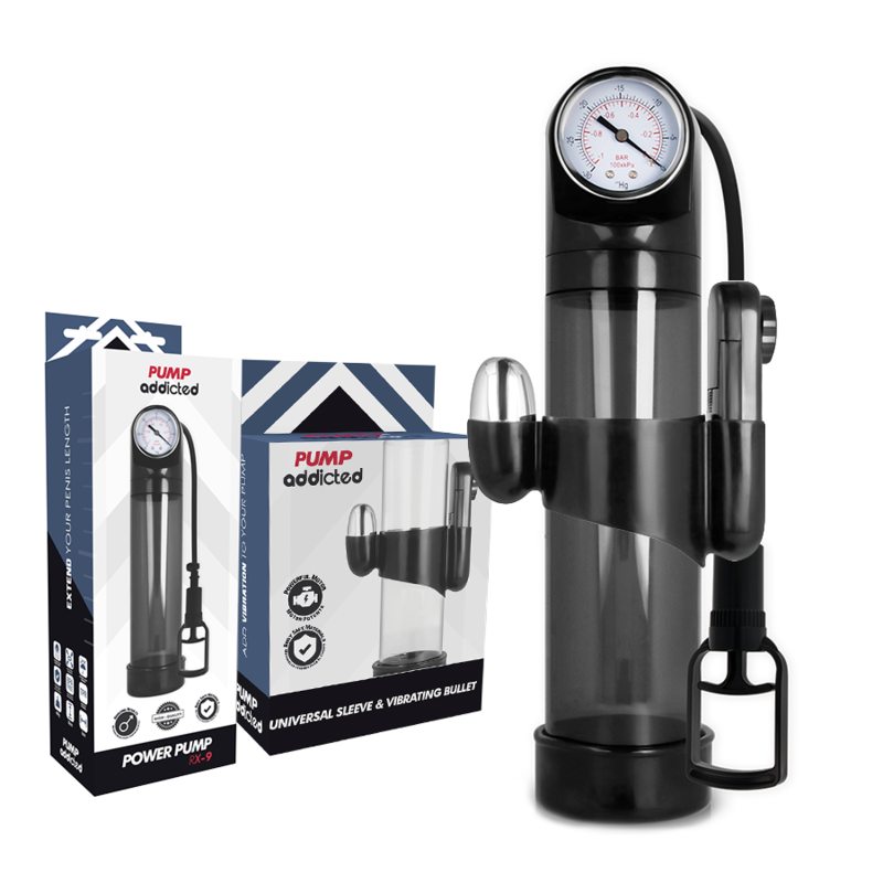 PUMP ADDICTED – Bomba de ereção RX9 preta com vibrador