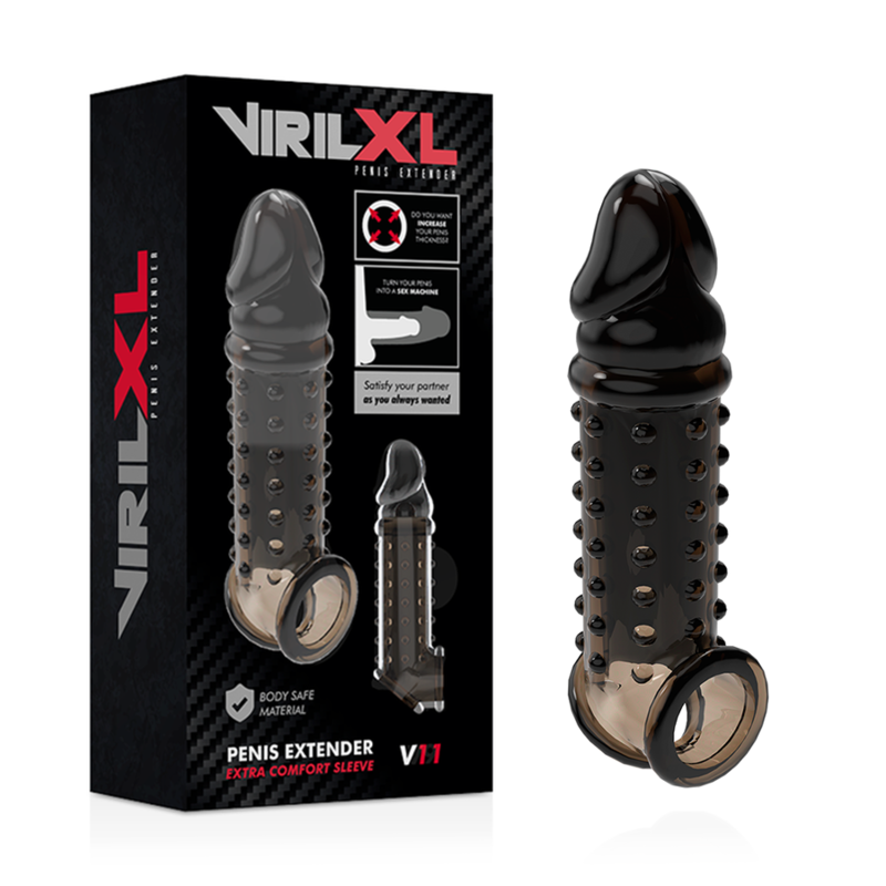 VIRILXL – EXTENSOR E CAPA PARA PÊNIS V11 PRETO