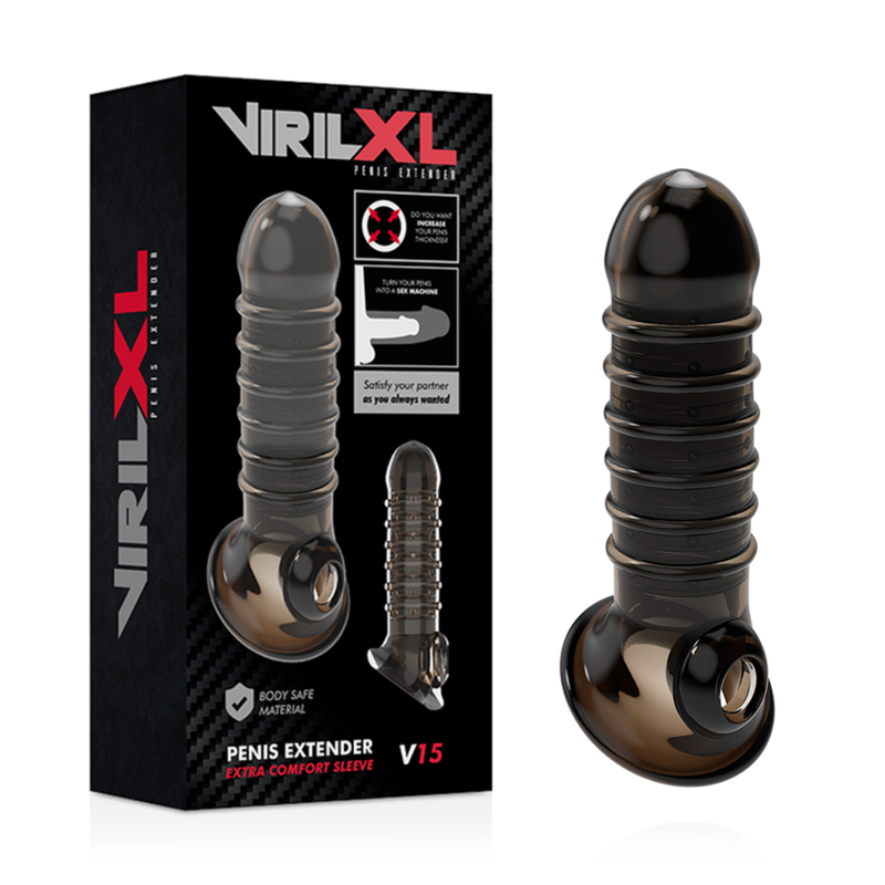 VIRILXL – EXTENSOR E CAPA PARA PÊNIS V15 PRETO