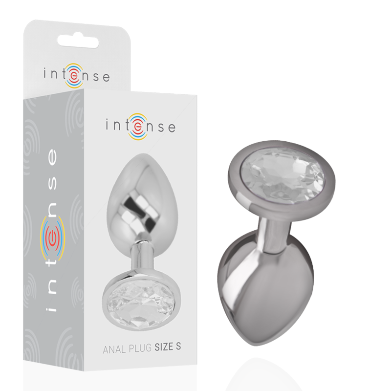 INTENSE - PLUG ANAL DE ALUMÍNIO COM CRISTAL PRATEADO TAMANHO P