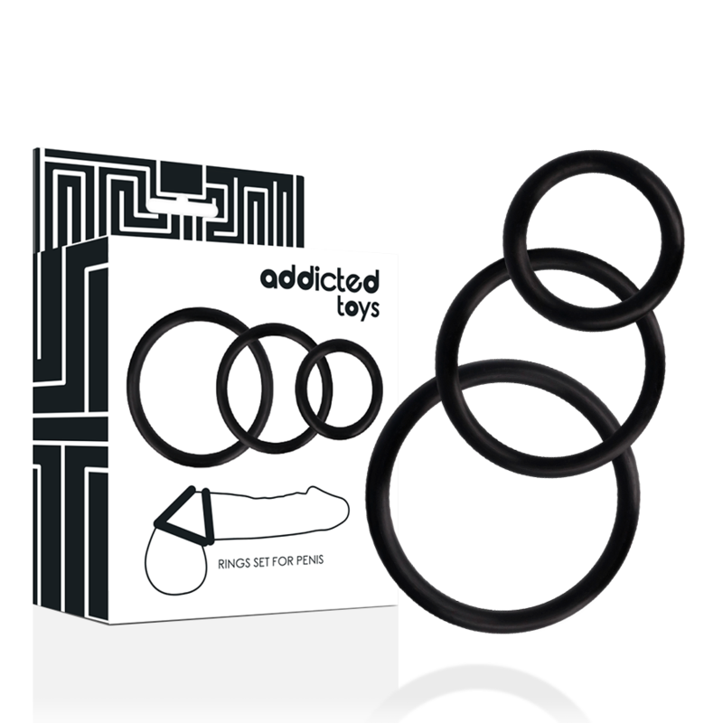Brinquedos para viciados – Conjunto de anéis para pênis preto