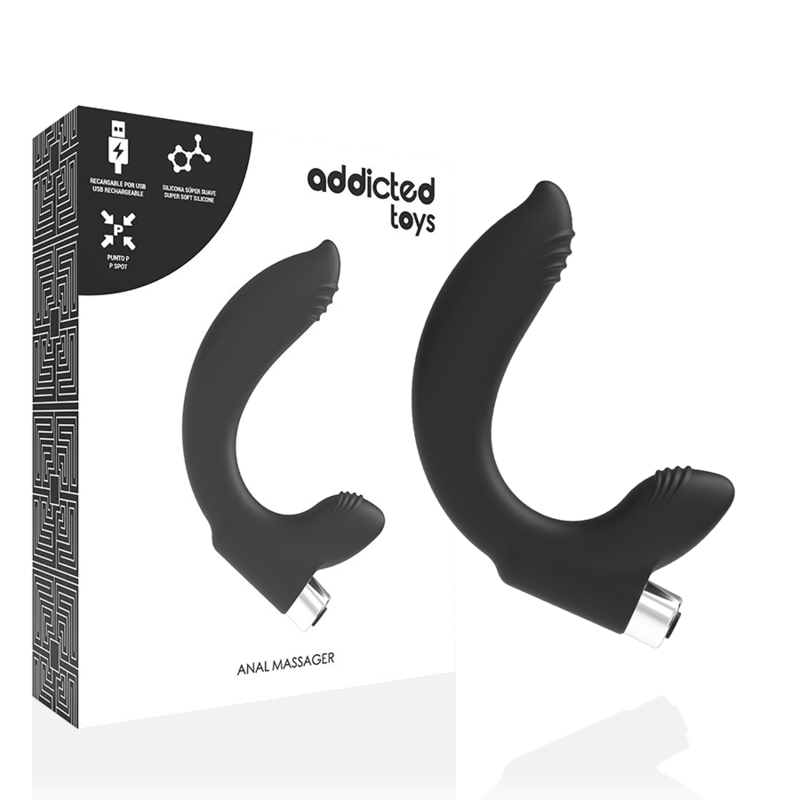 ADDICTED TOYS – VIBRADOR PROSTÁTICO RECARREGÁVEL MODELO 7 – PRETO