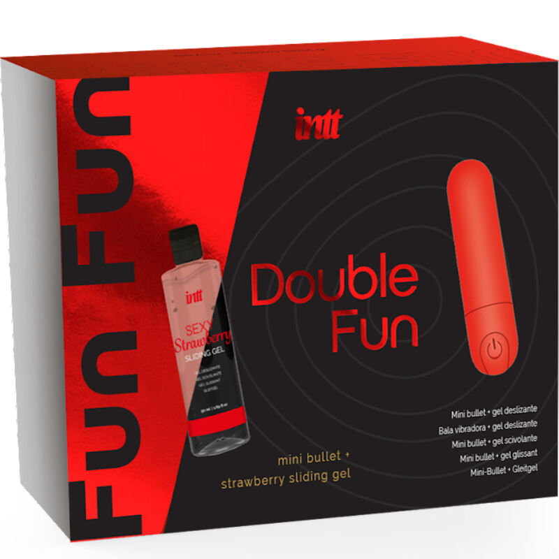 LANÇAMENTOS INTT – KIT DUPLA DIVERSÃO COM VIBRADOR BALA E GEL DE MASSAGEM DE MORANGO