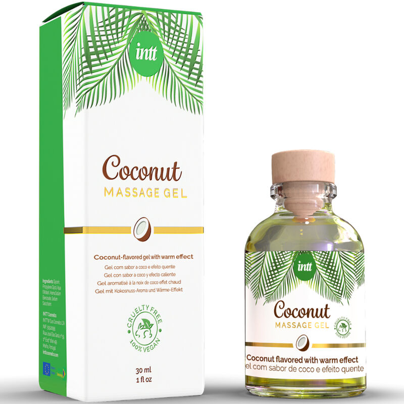 INTT – GEL DE MASSAGEM VEGANO COM SABOR DE COCO E EFEITO DE AQUECIMENTO