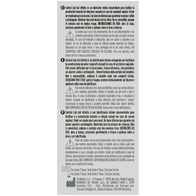 CONTROL – INFINITY LUBRIFICANTE À BASE DE SILICONE 75 ML
