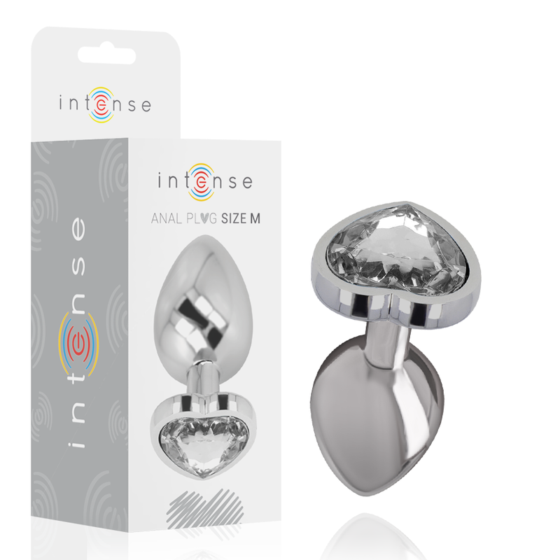 INTENSE – PLUG ANAL DE ALUMÍNIO BRANCO EM FORMATO DE CORAÇÃO TAMANHO M