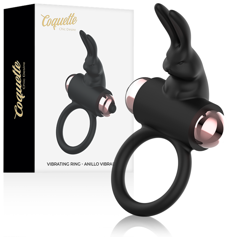 COQUETTE CHIC DESIRE – ANEL PENIANO COM VIBRADOR PRETO/DOURADO