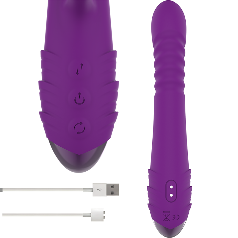 Vibrador multifuncional recarregável INTENSE - IGGY com movimento para cima e para baixo e estimulador clitoriano, cor roxa. - Image 4