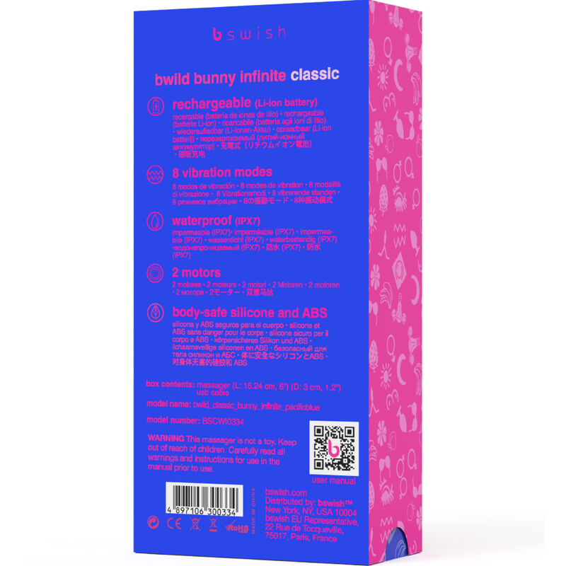 B SWISH - BWILD BUNNY INFINITE CLASSIC VIBRADOR RECARREGÁVEL DE SILICONE AZUL - Image 5