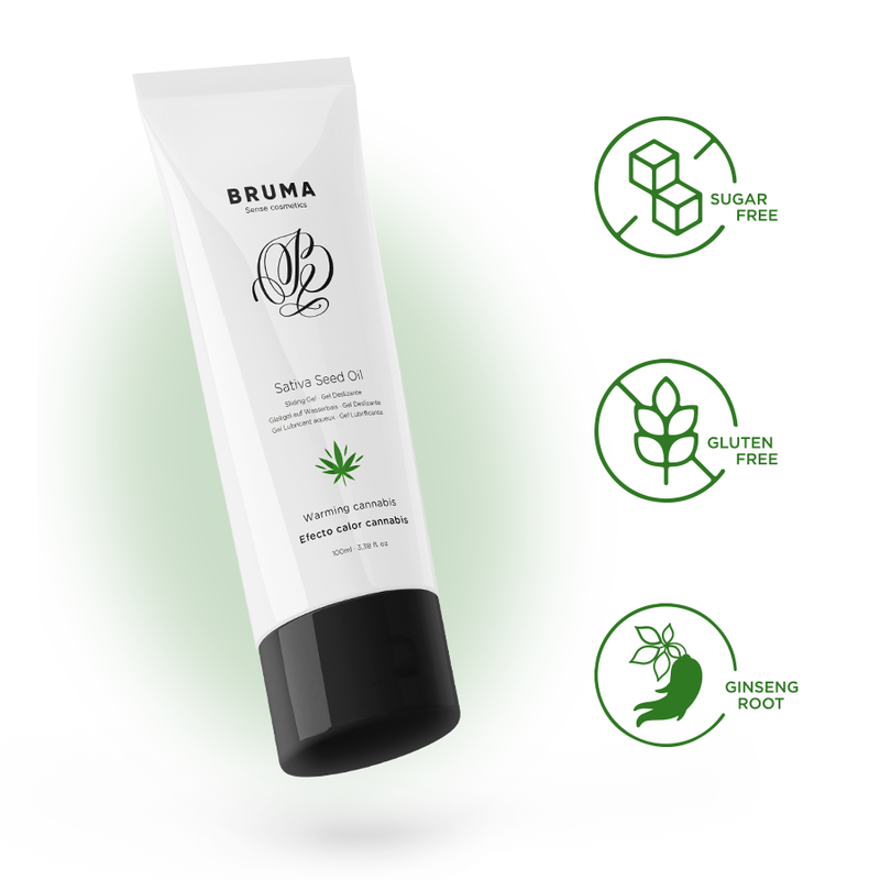 BRUMA - GEL DESLIZANTE COM ÓLEO DE SEMENTE DE SATIVA, SABOR AQUECEDOR DE CANNABIS, 100 ML - Image 4