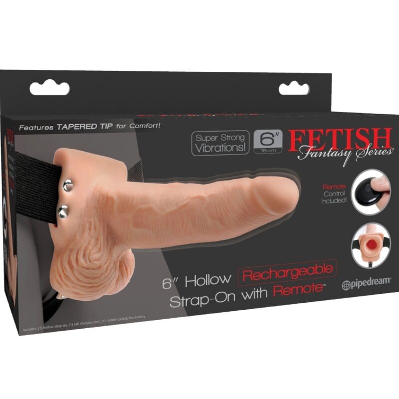 SÉRIE FETISH FANTASY – PÊNIS REALISTA COM CONTROLE REMOTO E ARNÊS AJUSTÁVEL, TESTÍCULOS RECARREGÁVEIS E VIBRADOR (15 CM)