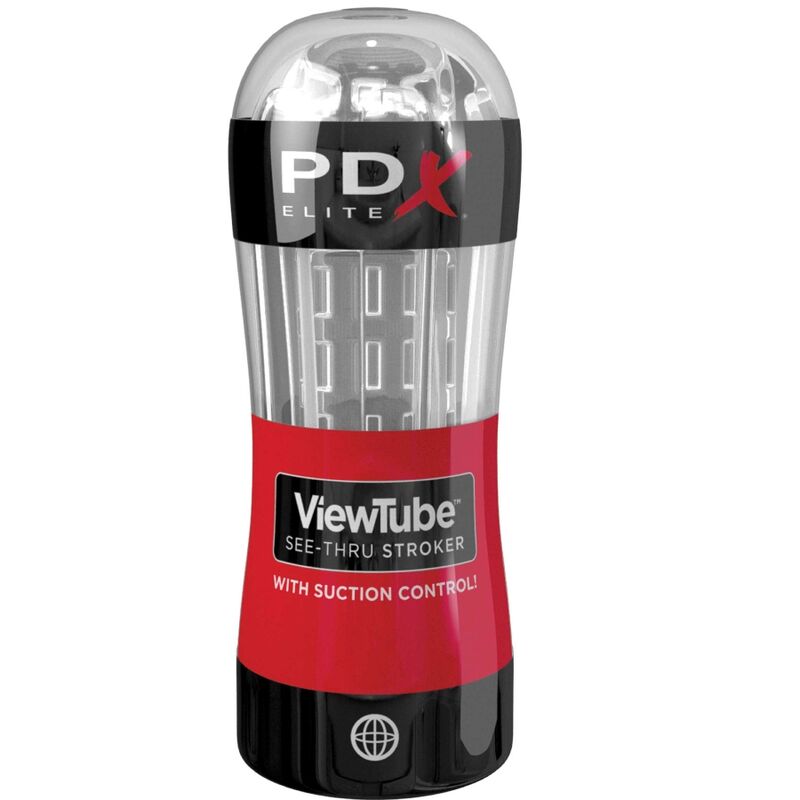 PDX ELITE - STROKER MASTURBADOR COM VISOR E CONTROLE DE SUCÇÃO TRANSPARENTE