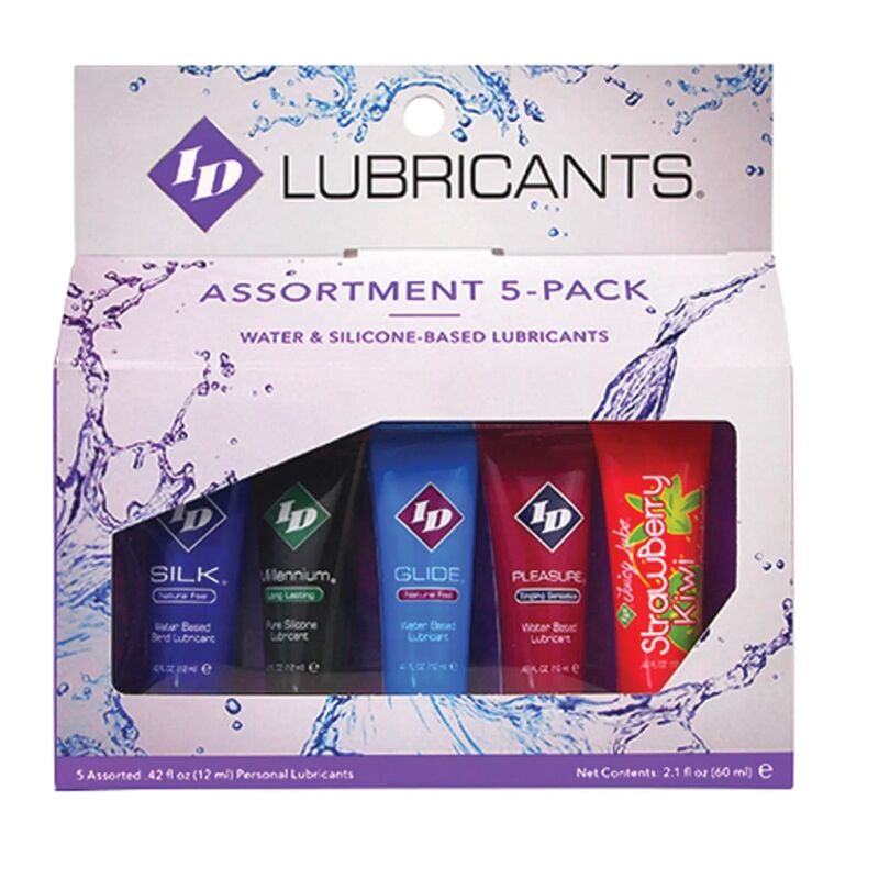 ID JUICY LUBE – PACOTE COM 5 LUBRIFICANTES EM TUBOS DE 12 ML (SORTIDOS)