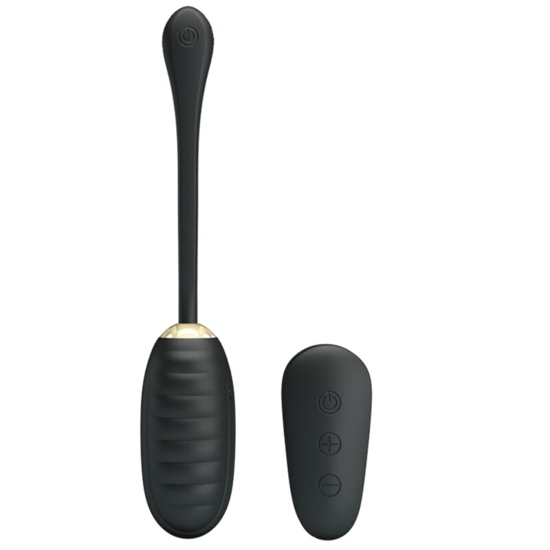 PRETTY LOVE – DOREEN LUXURY VIBRATÓRIO RECARREGÁVEL EM FORMATO DE OVO, PRETO, COM CONTROLE REMOTO
