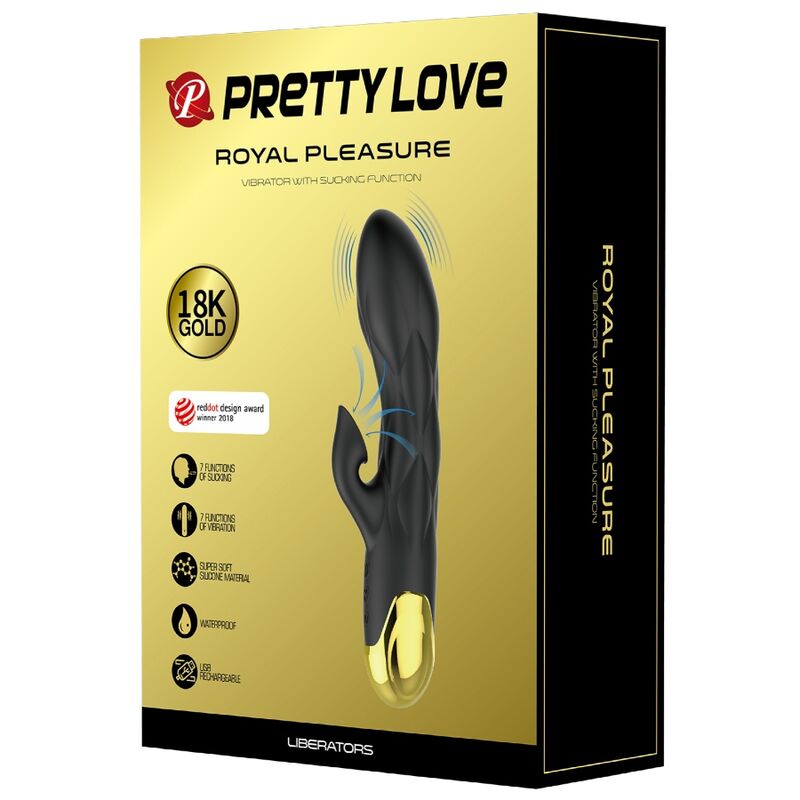 PRETTY LOVE - VIBRADOR DE LUXO RECARREGÁVEL PRETO COM DETALHES EM OURO - Image 7