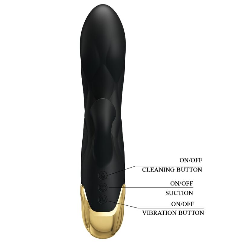 PRETTY LOVE - VIBRADOR DE LUXO RECARREGÁVEL PRETO COM DETALHES EM OURO - Image 3