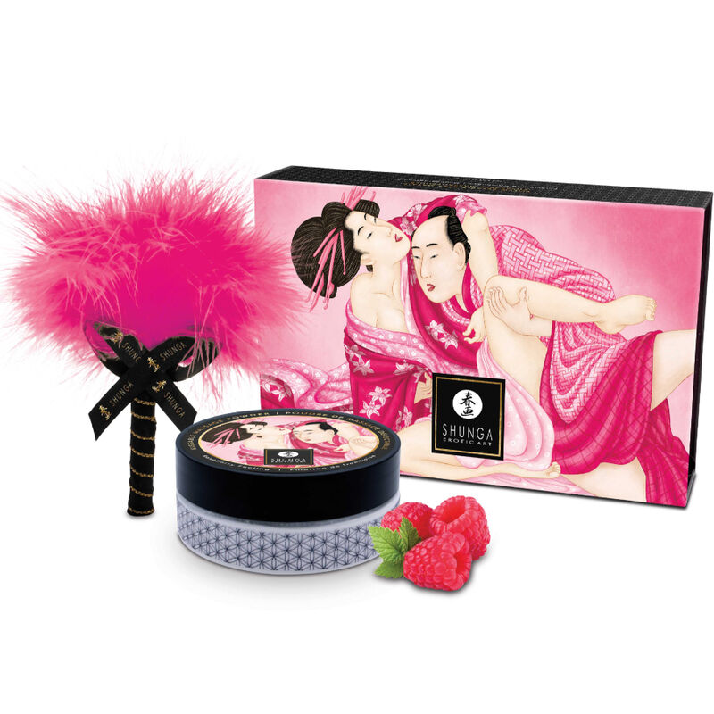 SHUNGA - KIT DE PÓ COMESTÍVEL PARA MASSAGEM SABOR FRAMBOESA