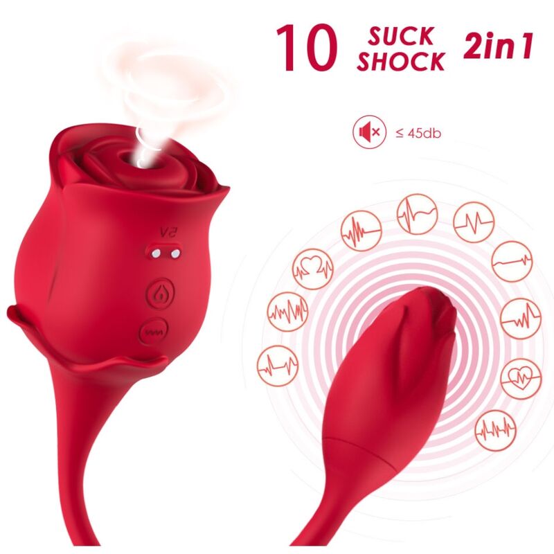 ARMONY – SUTOR DE CLITÓRIS ROSA E VIBRADOR COM 10 MODOS VERMELHO