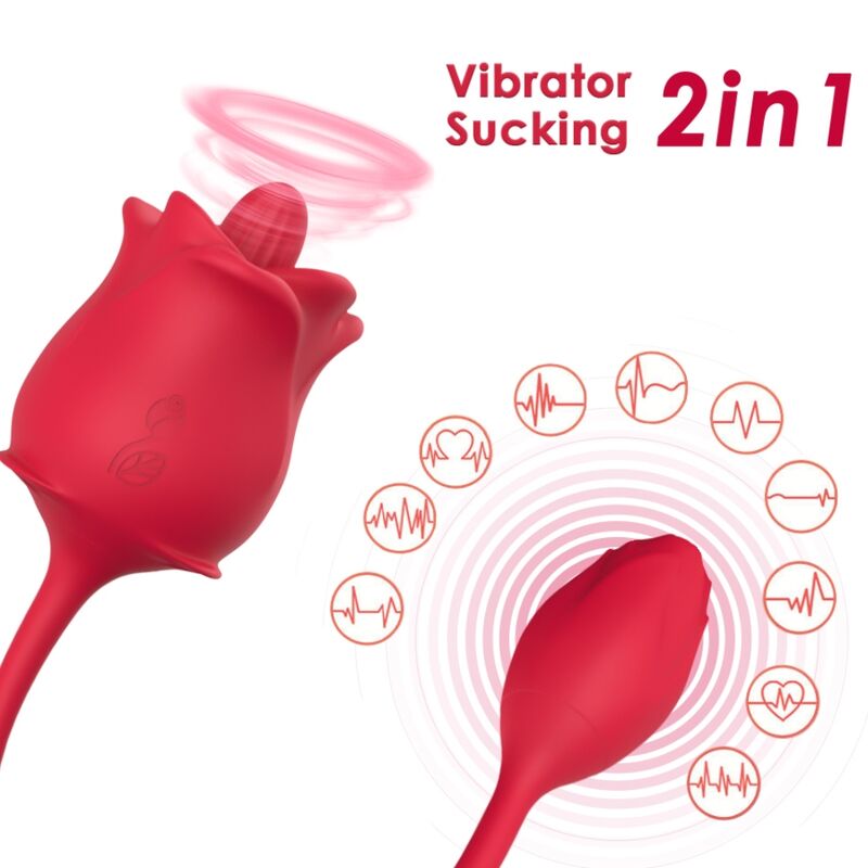 ARMONY – ROSA 2 EM 1 ESTIMULADOR DE SUCÇÃO E VIBRADOR COM 10 MODOS E CAUDA VERMELHA