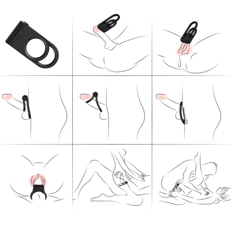 ARMONY – ANEL VIBRADOR DUPLO PARA CASAIS – PRETO