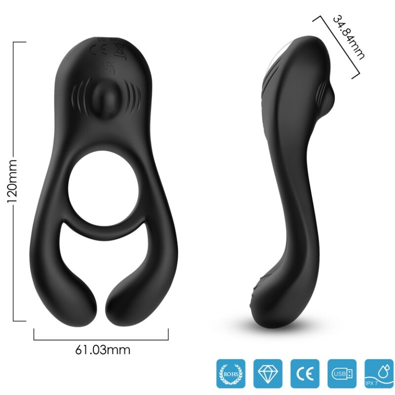 ARMONY - VEYRON ANEL VIBRADOR DUPLO PARA CASAIS COM CONTROLE REMOTO PRETO - Image 3