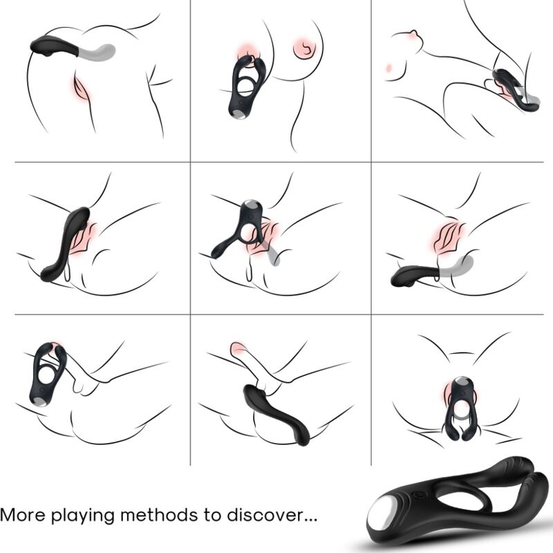 ARMONY - VEYRON ANEL VIBRADOR DUPLO PARA CASAIS COM CONTROLE REMOTO PRETO - Image 2