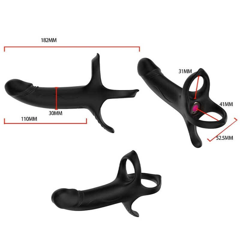 ARMONY - DILDO COM ANEL E VIBRADOR COM CONTROLE REMOTO PRETO - Image 3