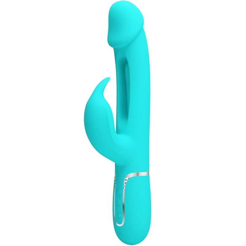 PRETTY LOVE – KAMPAS RABBIT VIBRADOR MULTIFUNCIONAL 3 EM 1 COM LÍNGUA VERDE-ÁGUA