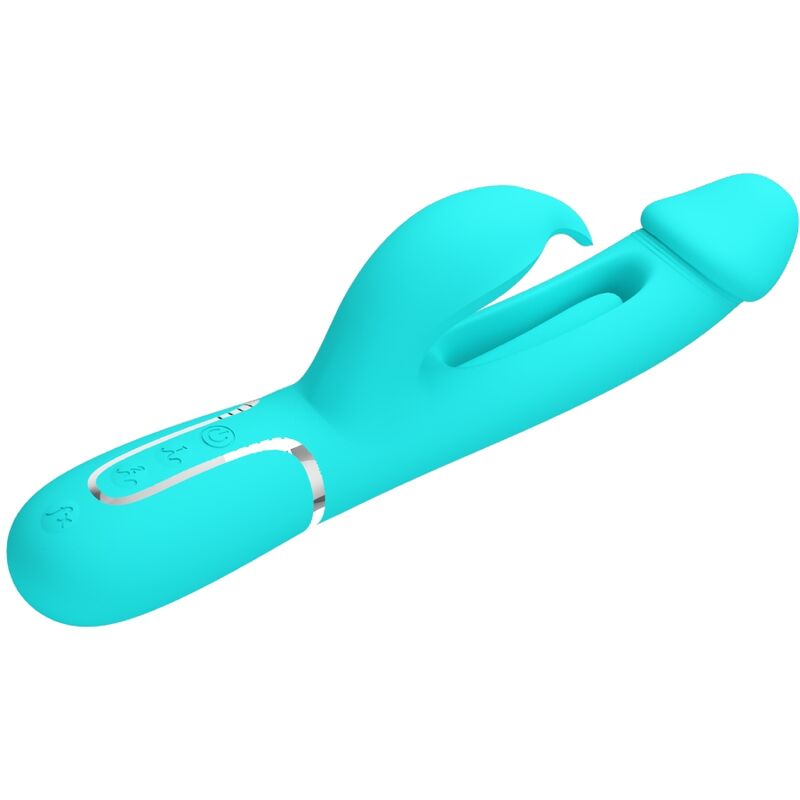 PRETTY LOVE - KAMPAS RABBIT VIBRADOR MULTIFUNCIONAL 3 EM 1 COM LÍNGUA VERDE-ÁGUA - Image 3