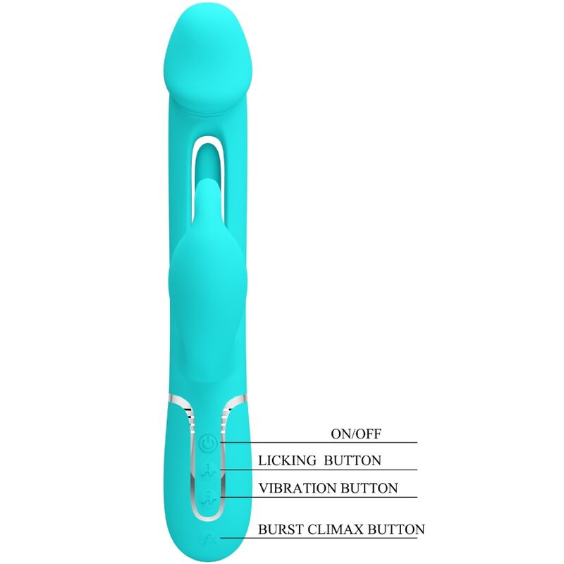PRETTY LOVE - KAMPAS RABBIT VIBRADOR MULTIFUNCIONAL 3 EM 1 COM LÍNGUA VERDE-ÁGUA - Image 8