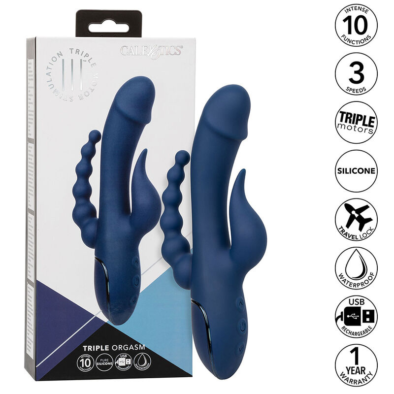CALEXOTICS - VIBRADOR TRIPLO ORGASMO AZUL - Image 2