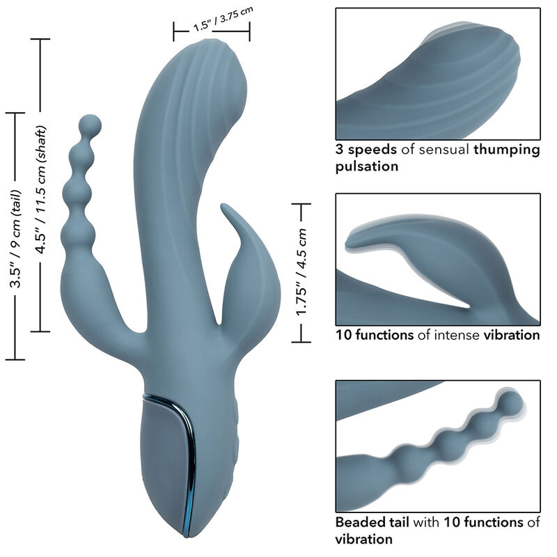CALEXOTICS - VIBRADOR TRIPLO ECSTASY CINZA - Image 9