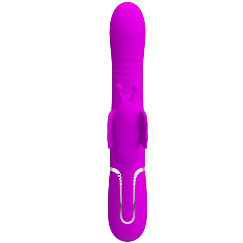 PRETTY LOVE – VIBRADOR COELHO MULTIFUNCIONAL 4 EM 1 BORBOLETA FÚCSIA