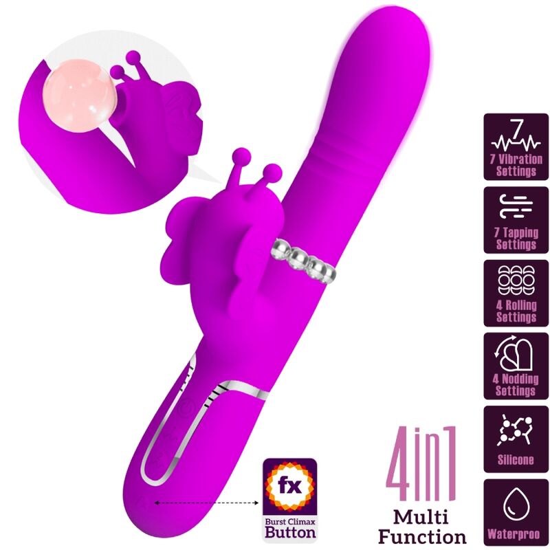 PRETTY LOVE - VIBRADOR COELHO MULTIFUNCIONAL 4 EM 1 BORBOLETA FÚCSIA - Image 10