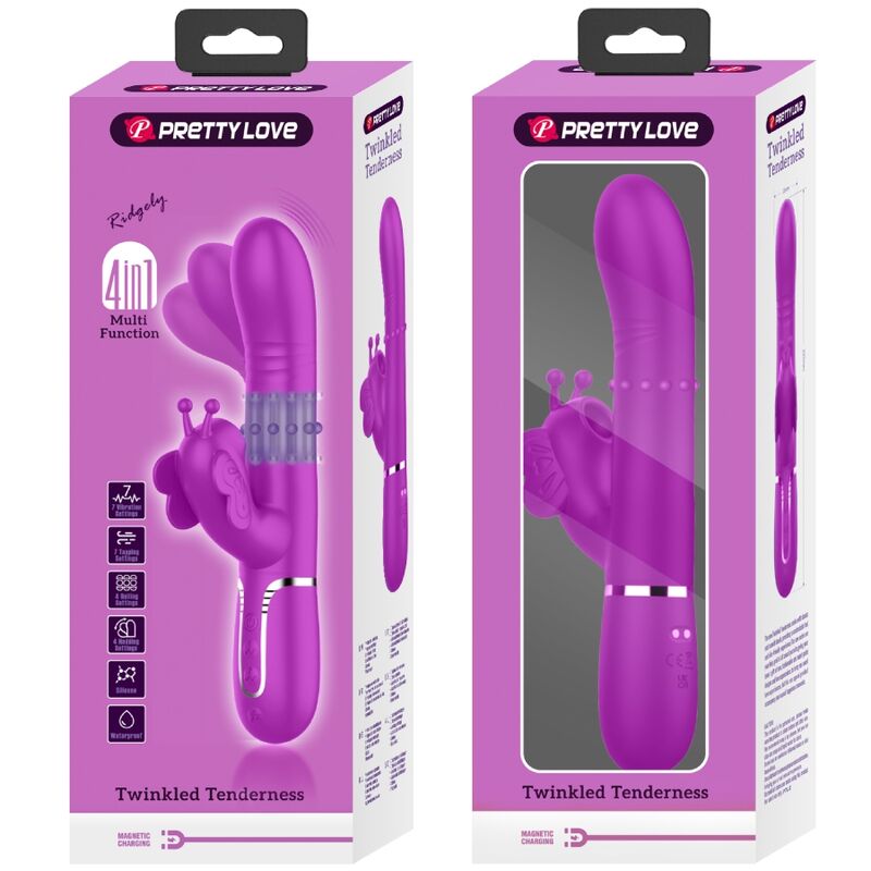 PRETTY LOVE - VIBRADOR COELHO MULTIFUNCIONAL 4 EM 1 BORBOLETA FÚCSIA - Image 11