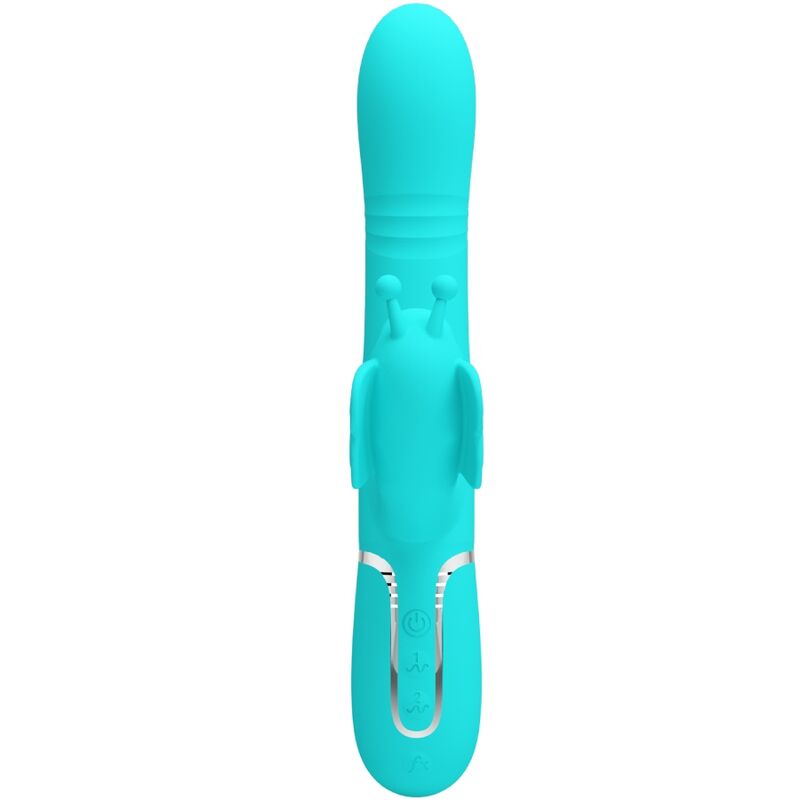 PRETTY LOVE – VIBRADOR MULTIFUNCIONAL COELHO 4 EM 1 BORBOLETA VERDE-AZUL