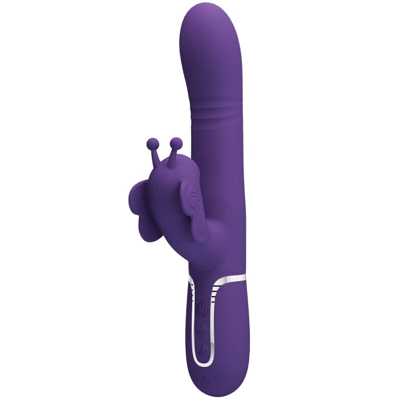 PRETTY LOVE – VIBRADOR COELHO MULTIFUNCIONAL 4 EM 1 BORBOLETA ROXA