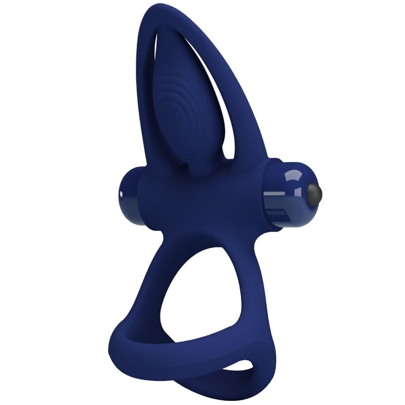 PRETTY LOVE – ANEL DUPLO COM VIBRAÇÃO E ESTIMULADOR AZUL