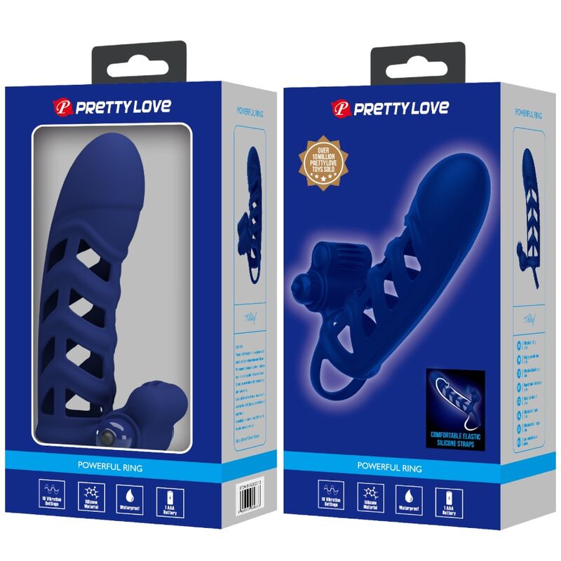 PRETTY LOVE - ANEL VIBRADOR ALTAF COM CAPA DE SILICONE AZUL - Image 10