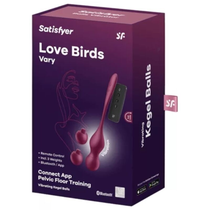 SATISFYER - BOLAS VIBRATÓRIAS DE PÁSSAROS DO AMOR - APLICATIVO GRÁTIS - VERMELHO VINHO - Image 5