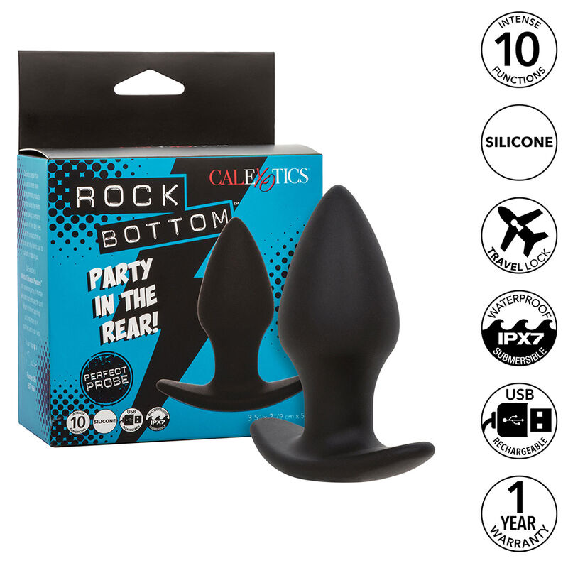 CALEXOTICS – ROCK BOTTOM PERFECT ANAL PLUG 10 VIBRAÇÕES SILICONE PRETO
