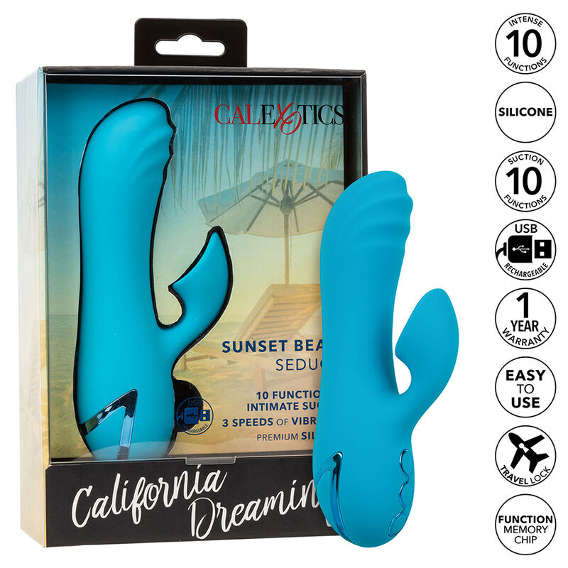 CALEXOTICS – VIBRADOR E ESTIMULADOR SUNSET BEACH SEDUCER 10 FUNÇÕES AZUL