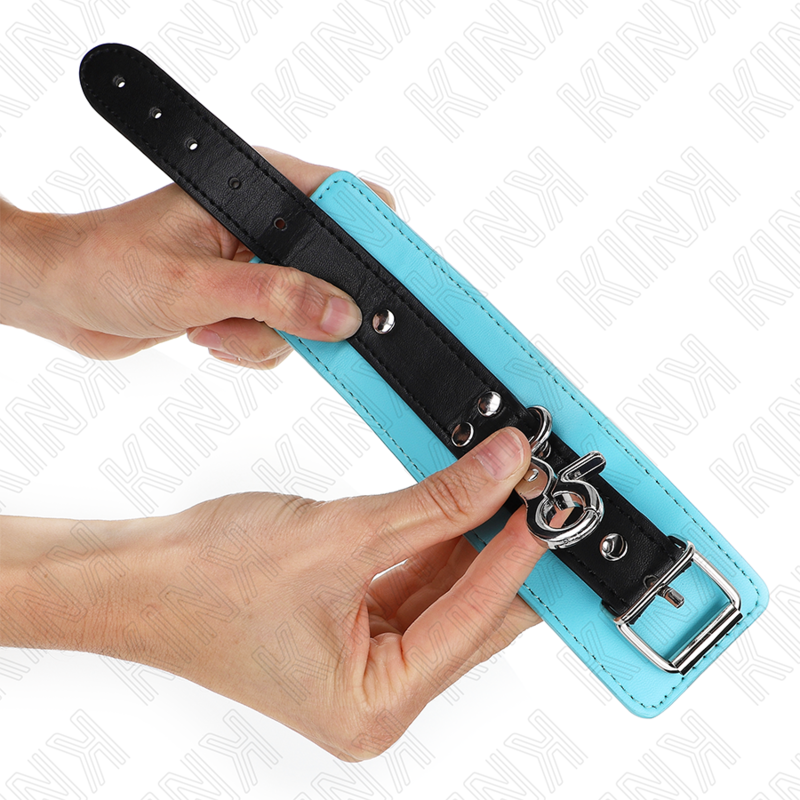 KINK – ALGEMAS DE PULSO PREMIUM COM TRAVA, PRETAS/AZUIS, AJUSTÁVEIS DE 21 A 28 CM X 5,5 CM