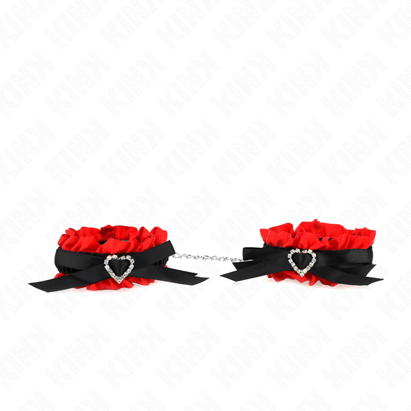 KINK – ALGEMAS DE PULSEIRA ELÁSTICAS COM RENDA E DETALHES DE CORAÇÃO VERMELHO AJUSTÁVEIS DE 22 A 35 CM