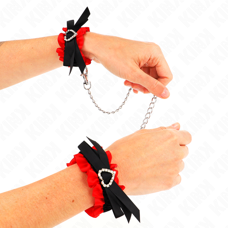 KINK - ALGEMAS DE PULSEIRA ELÁSTICAS COM RENDA E DETALHES DE CORAÇÃO VERMELHO AJUSTÁVEIS DE 22 A 35 CM - Image 3
