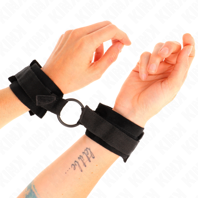 KINK – ALGEMAS DE PELE PARA INICIANTES, 25 CM COM ARGOLA EM O DE 4 CM, PRETAS, AJUSTÁVEIS DE 15 A 25 CM