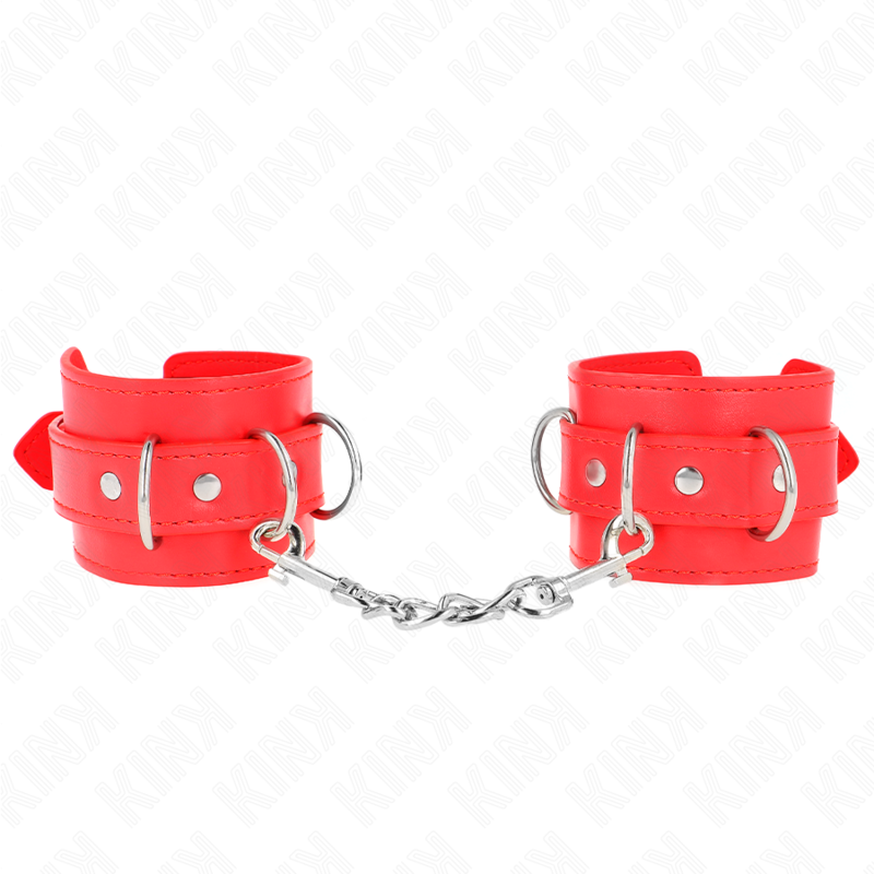KINK – ALGEMAS DE PULSO AJUSTÁVEIS COM 3 ANÉIS EM D, VERMELHAS, 17,5-25 CM X 6 CM