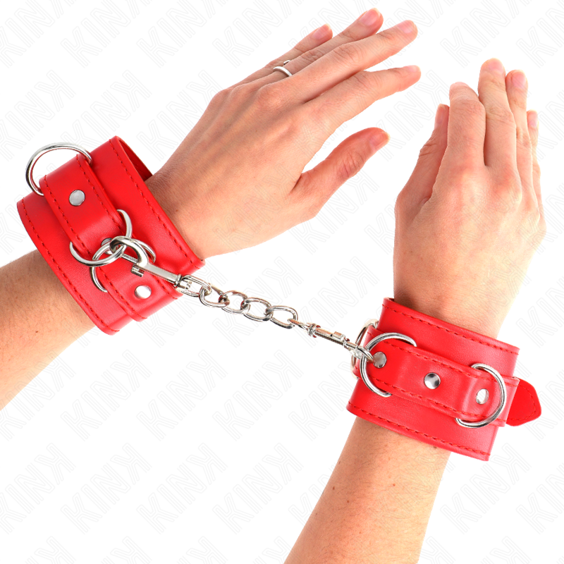 KINK – ALGEMAS DE PULSO AJUSTÁVEIS COM 3 ANÉIS EM D, VERMELHAS, 17,5-25 CM X 6 CM