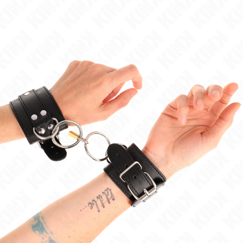 KINK – ALGEMAS DE PULSO COM TRAVA DE ANEL EM O, PRETAS, AJUSTÁVEIS, 20-28 CM X 5,5 CM