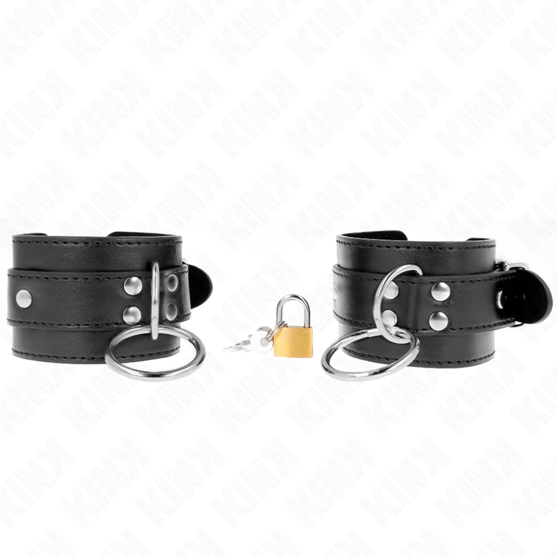 KINK – ALGEMAS DE PULSO COM TRAVA DE ANEL EM O, PRETAS, AJUSTÁVEIS, 20-28 CM X 5,5 CM